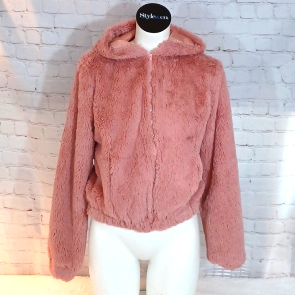 Fashion‎ Nova Woman's Soft Pink Furry Hoodie Jacket S New